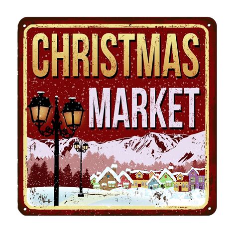 Christmas Market Metal Sign Fabric Panel 